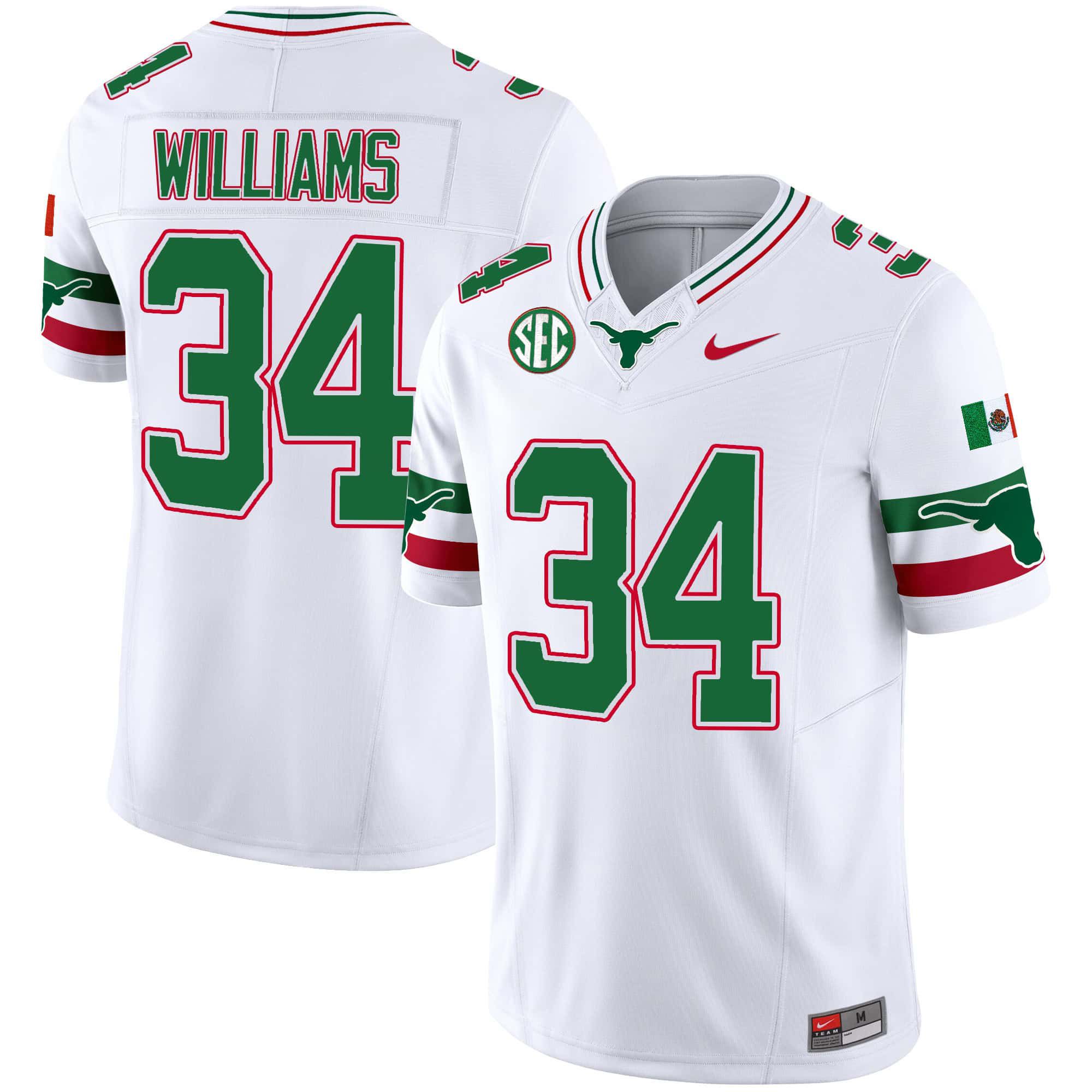 Men Texas Longhorns #34 Williams White 2024 Nike Mexico SEC Patch Vapor NCAA Jersey->indianapolis colts->NFL Jersey